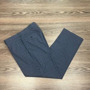 Paul Betenly Blue/Grey w/ Green Windowpane Plaid Dress Pants 32